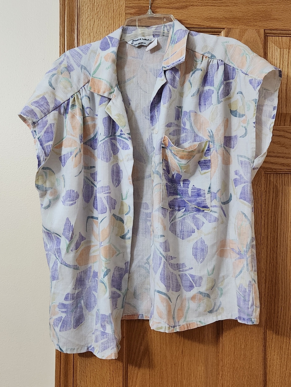 Jessica Pastel Floral Blouse in White, Lavender & Peach